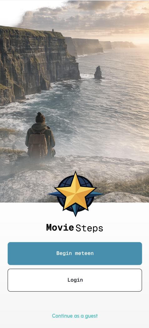Onboarding scherm van MovieSteps met de Cliffs of Moher
