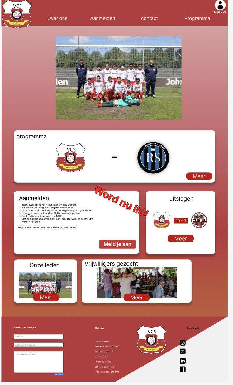 Homepage van de VCS voetbalclub website